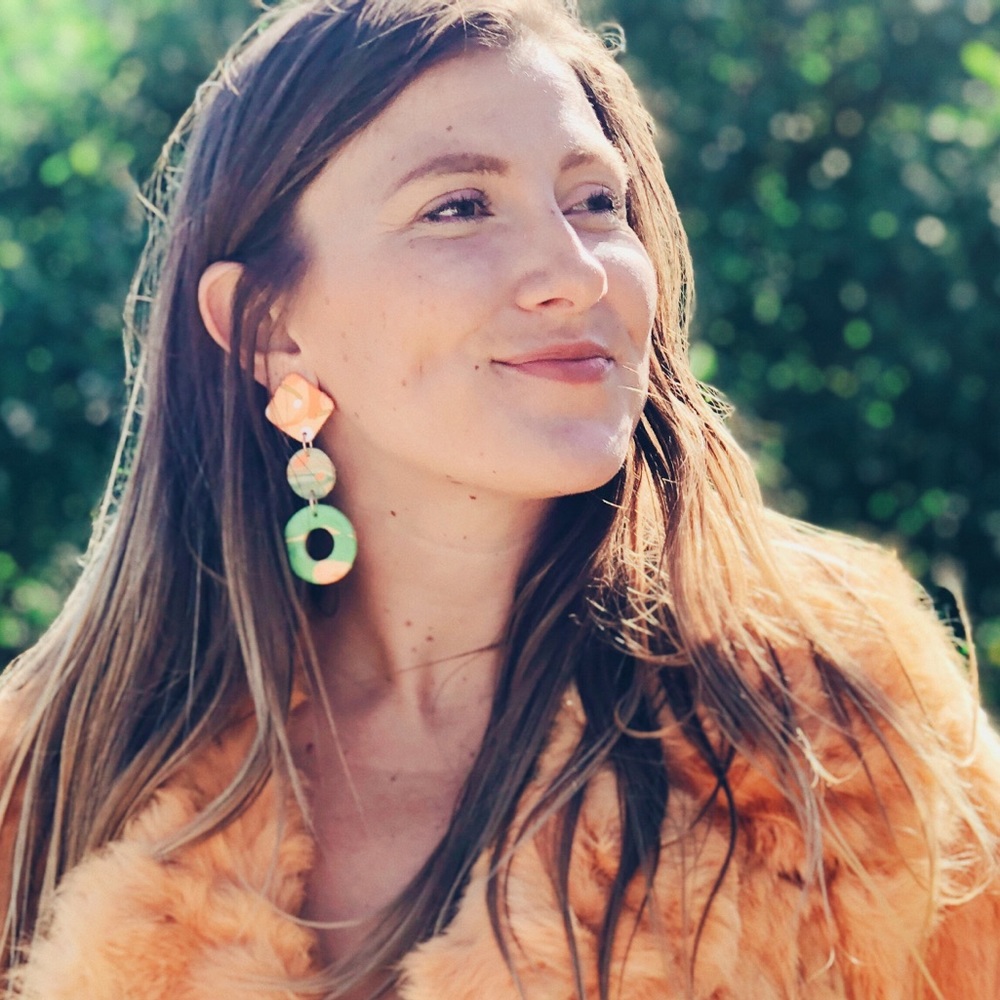 Retro Modern Polymer Clay Earrings- ONE OF A KIND!